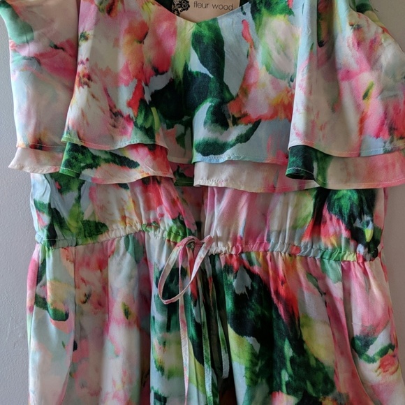 Fleur Wood Ikebana Watercolor Silk Jumpsuit - M - Picture 6 of 7